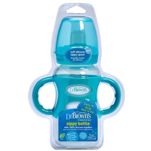 Dr Brown's Wide Neck Options Compatible Sippy Spout Bottle with Silicone Handles 270ml - Molly's Baby Room