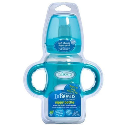 Dr Brown's Wide Neck Options Compatible Sippy Spout Bottle with Silicone Handles 270ml - Molly's Baby Room