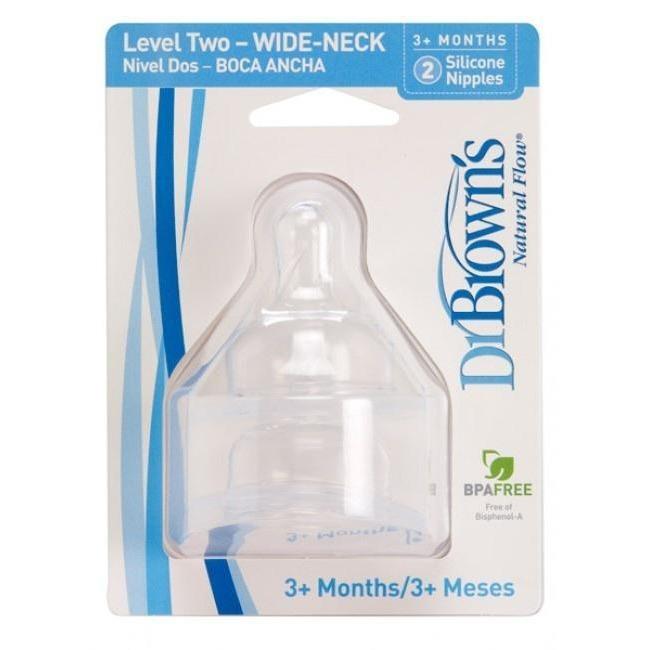 Dr Browns Wide Neck Bottle Level 2 Teats 2Pk - Molly's Baby Room