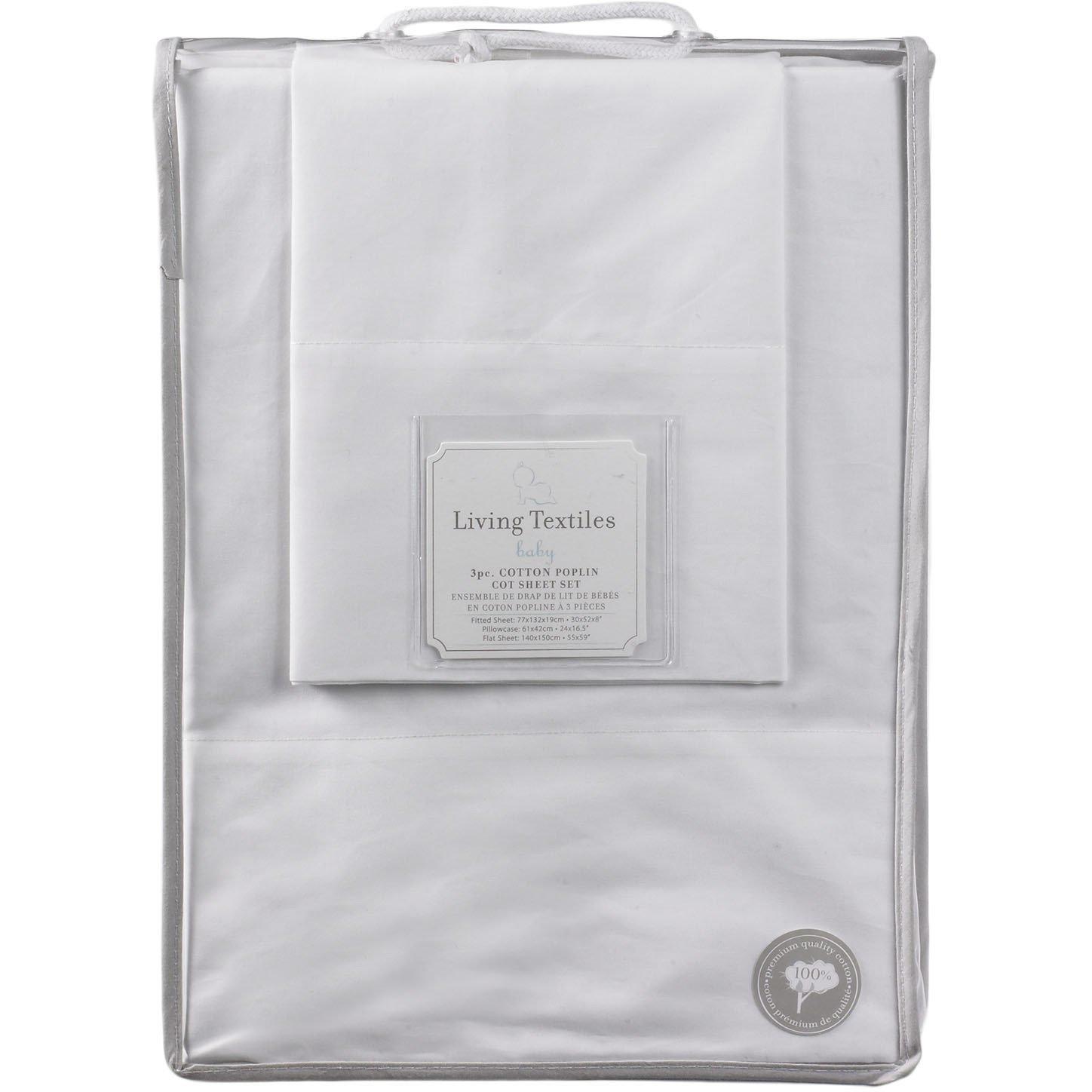 Living Textiles 3 Piece Cot Sheet Set Poplin - Molly's Baby Room