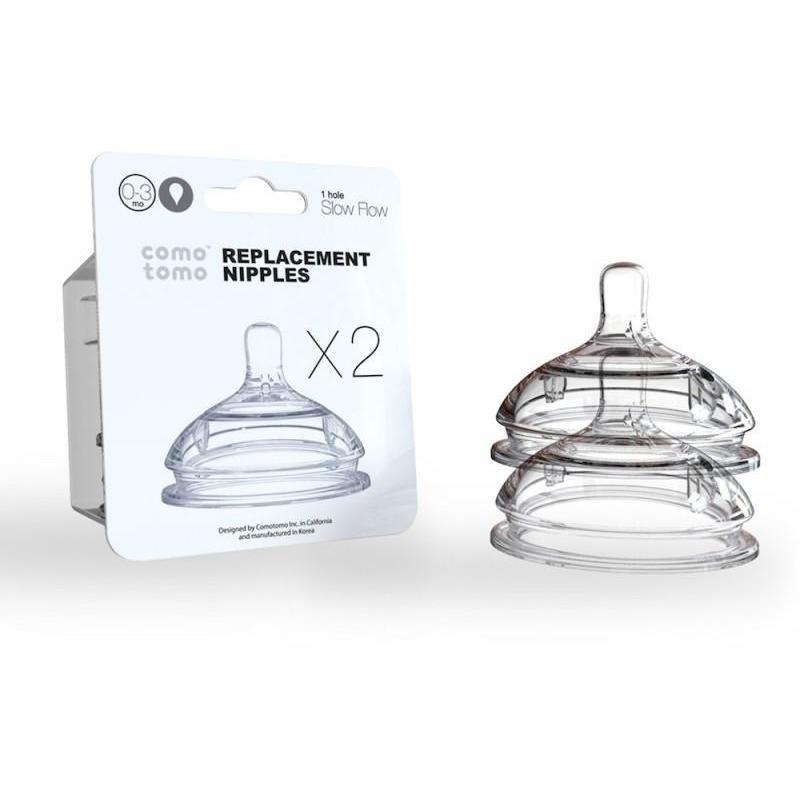 Comotomo Silicone Nipple 2 Pack Slow Flow (1 Hole) - 0-3 Months - Molly's Baby Room