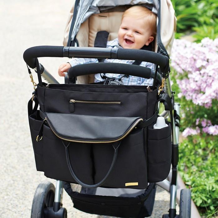 Skip Hop Chelsea Downtown Chic Diaper Satchel - Black - Molly's Baby Room