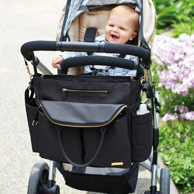 Skip Hop Chelsea Downtown Chic Diaper Satchel - Black - Molly's Baby Room