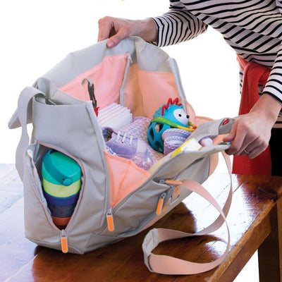 Skip Hop FIT All-Access Diaper Tote - Platinum/ Coral - Molly's Baby Room
