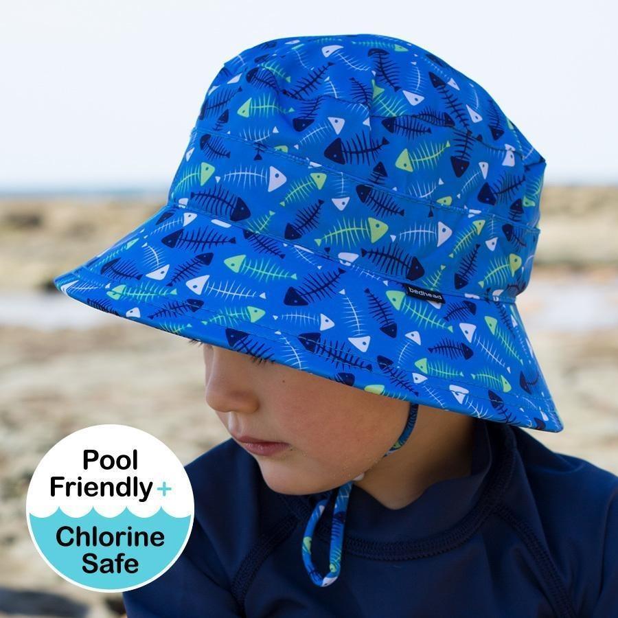 Bedhead Boys UPF50+ Bucket Swim Hat 'Fish Bones' Print - Molly's Baby Room