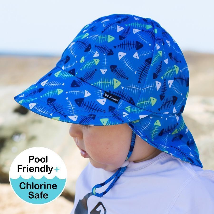 Bedhead Boys Legionnaire UPF50+ Swim Hat 'Fish Bones' Print - Molly's Baby Room