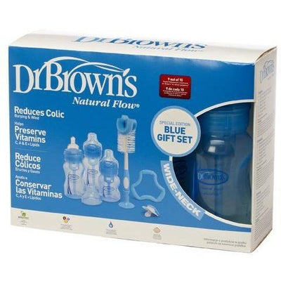 Dr Browns Wide Neck  Gift Set - 3 Bottles incl, Pacifier, Teether, Bottle Brush - Molly's Baby Room