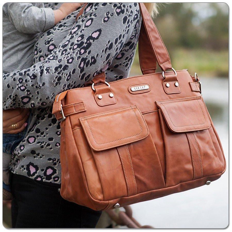 Vanchi Sydney Satchel Leather in Chestnut - Molly's Baby Room